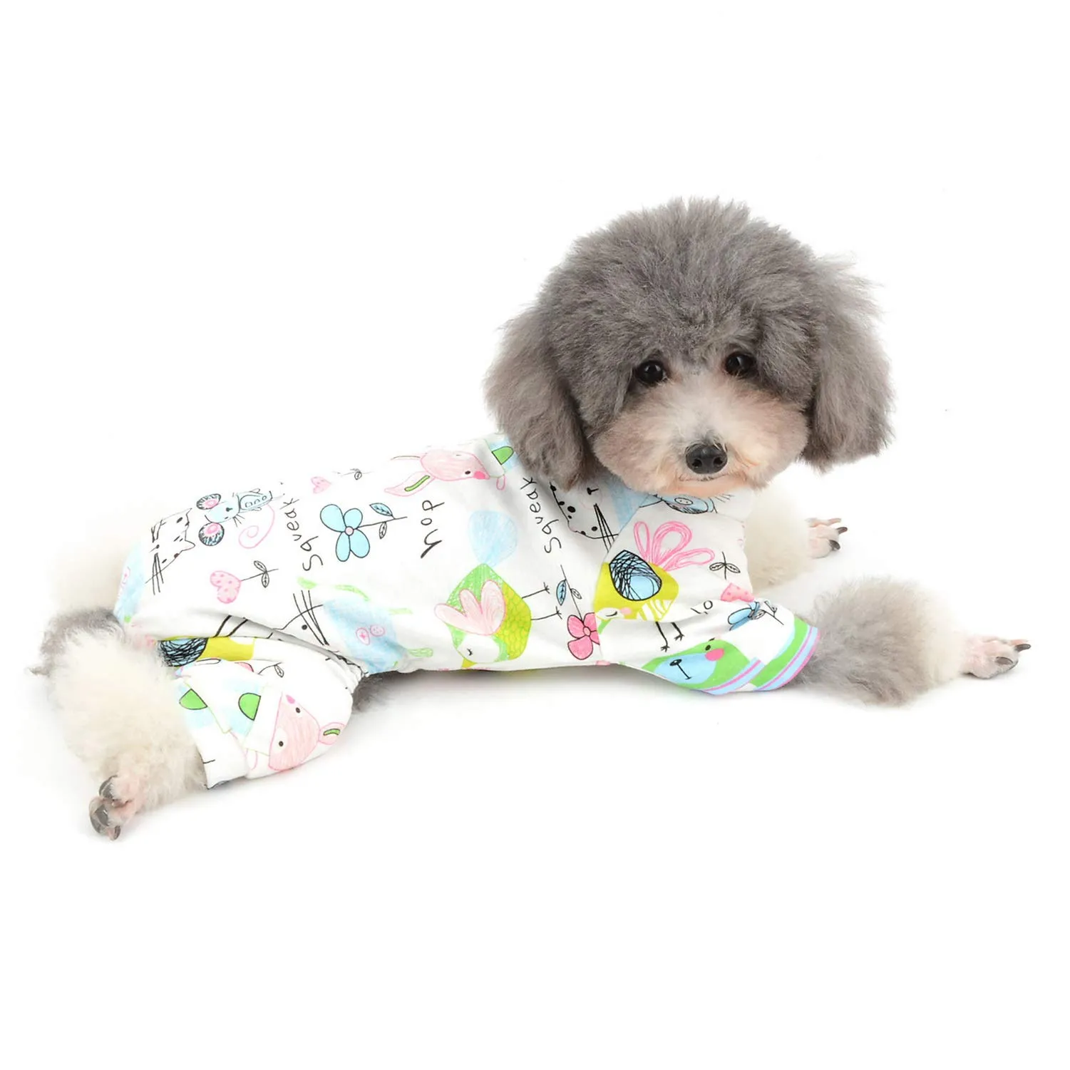 Zunea - Tuta per cani di piccola taglia, in cotone, motivo papere, copre le quattro zampe, unisex, per cani, gatti altri piccoli animali domestici - immagine 8