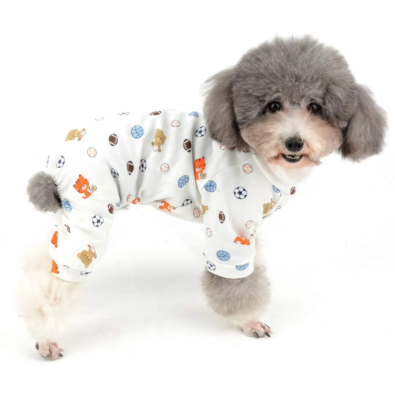 Zunea - Tuta per cani di piccola taglia, in cotone, motivo papere, copre le quattro zampe, unisex, per cani, gatti altri piccoli animali domestici - immagine 1