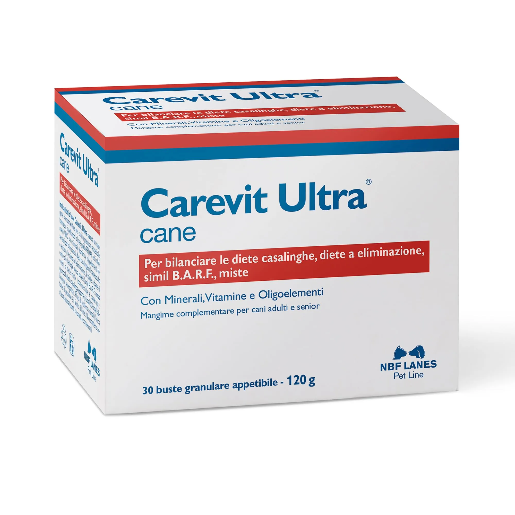 NBF Lanes | Carevit Ultra Cane, 30 Buste da 4 g, Granulare Appetibile, per Bilanciare le Diete Casalinghe, Diete a Eliminazione, Simil B.A.R.F., Diete Miste - immagine 1