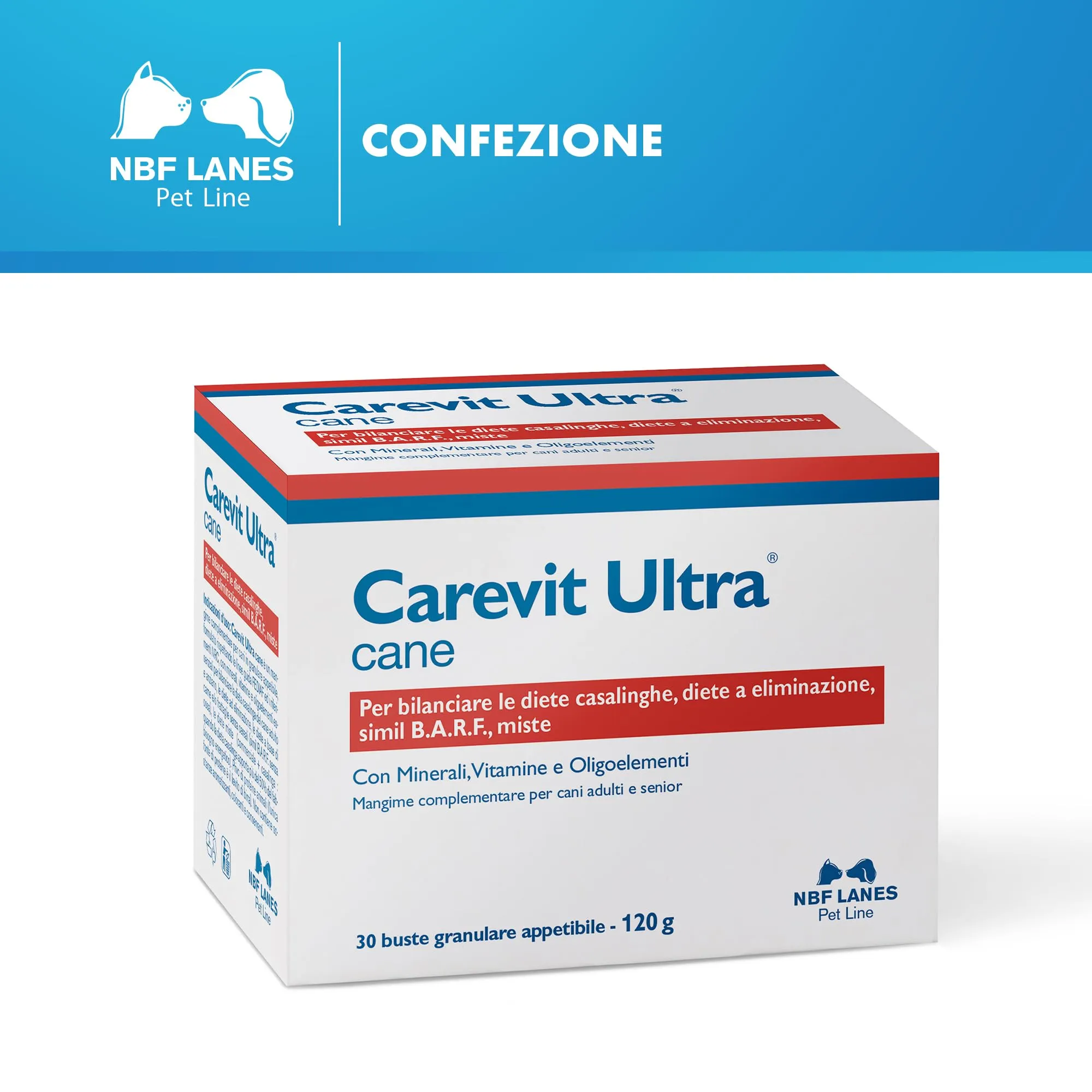 NBF Lanes | Carevit Ultra Cane, 30 Buste da 4 g, Granulare Appetibile, per Bilanciare le Diete Casalinghe, Diete a Eliminazione, Simil B.A.R.F., Diete Miste - immagine 6