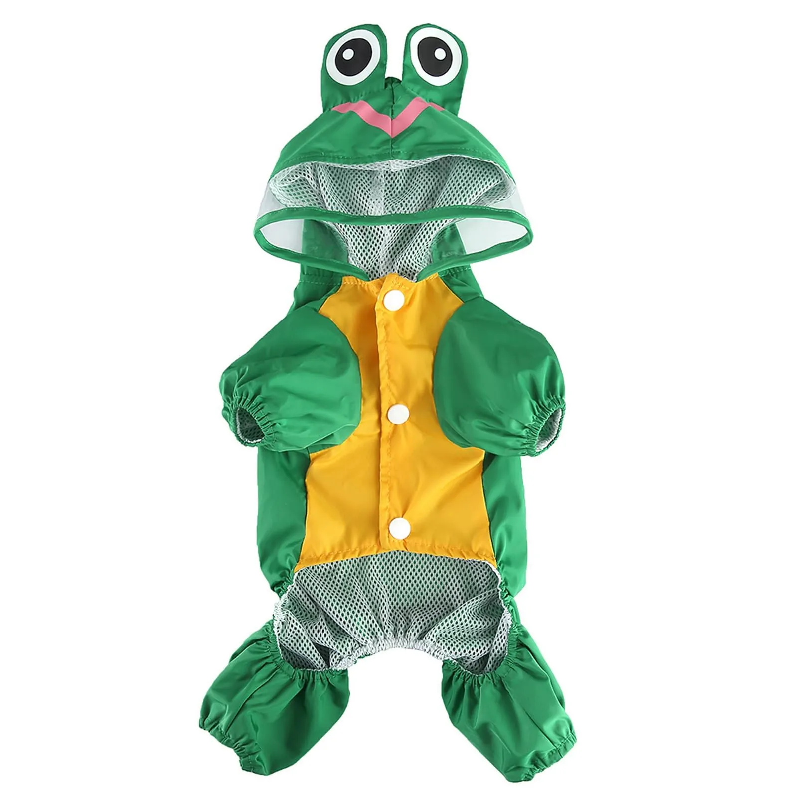 SMALLLEE_LUCKY_STORE - Giacca impermeabile per cani di piccola taglia con guinzaglio con cappuccio e anello a D per cuccioli, giacca da pioggia a 4 gambe, leggera impermeabile, taglia L, verde - immagine 7
