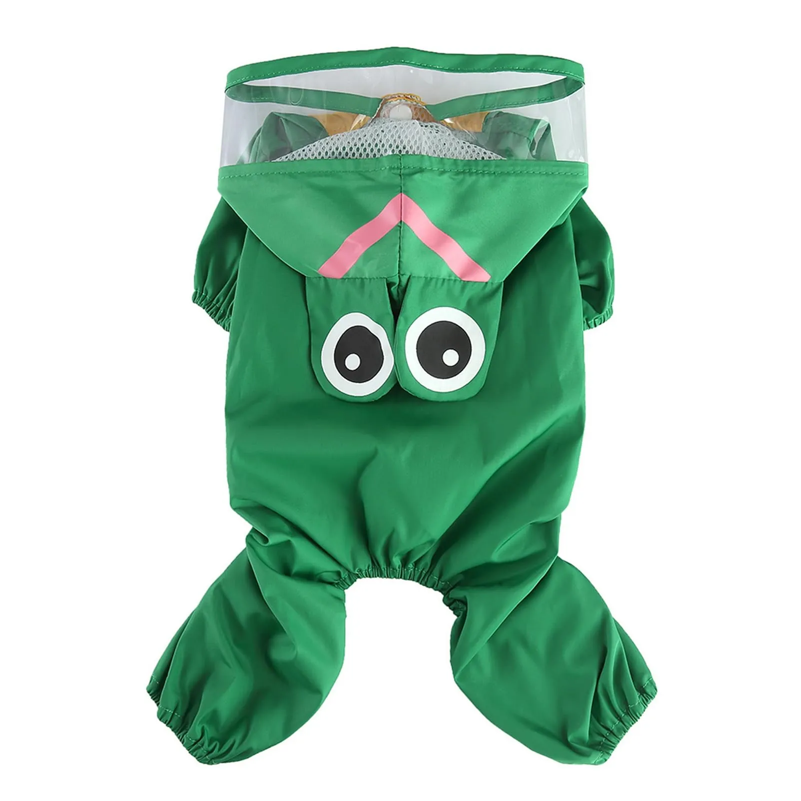 SMALLLEE_LUCKY_STORE - Giacca impermeabile per cani di piccola taglia con guinzaglio con cappuccio e anello a D per cuccioli, giacca da pioggia a 4 gambe, leggera impermeabile, taglia M, verde - immagine 8