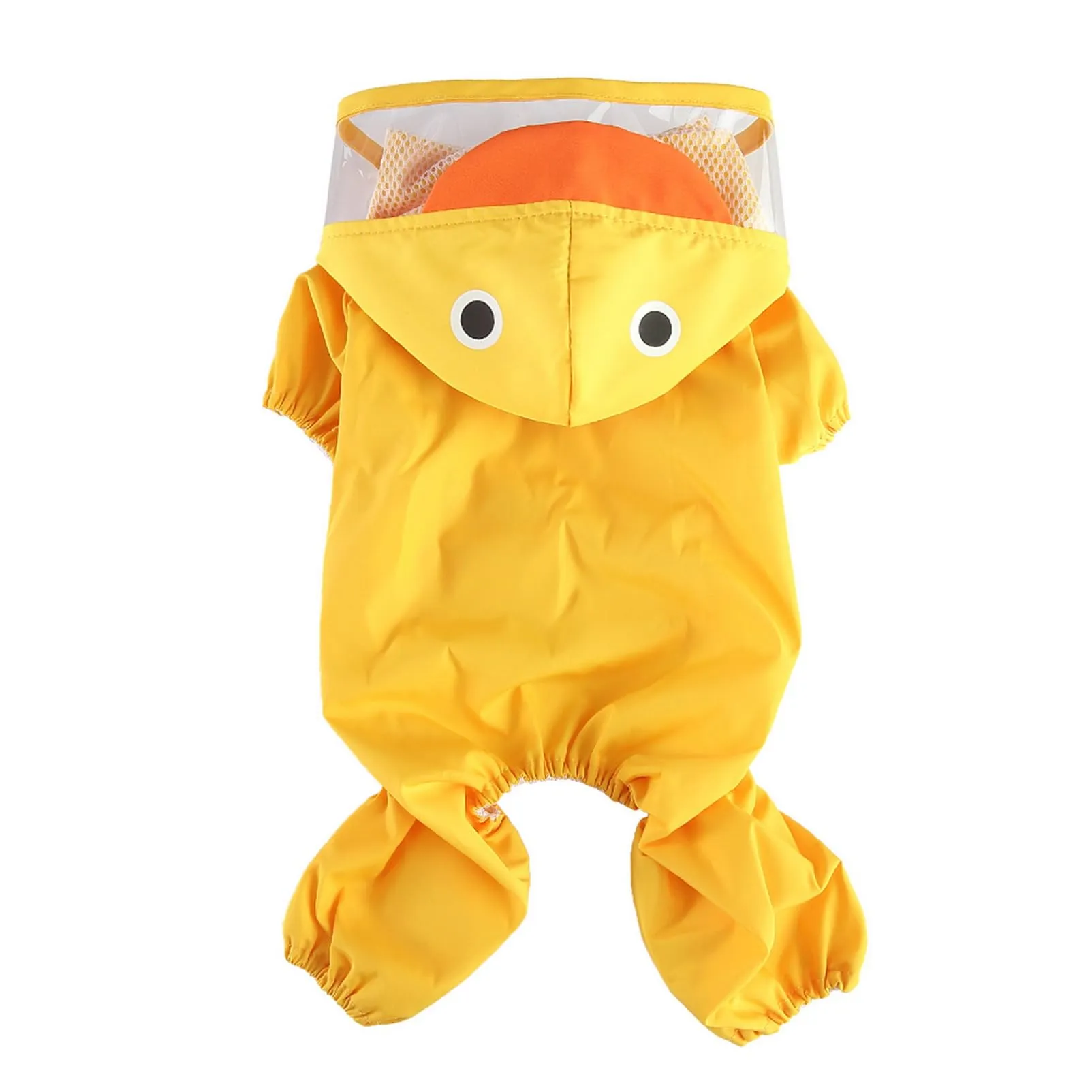 SMALLLEE_LUCKY_STORE - Giacca impermeabile per cani di piccola taglia con guinzaglio con cappuccio e anello a D per cuccioli, giacca da pioggia a 4 gambe, leggera impermeabile, taglia S, Giallo - immagine 8