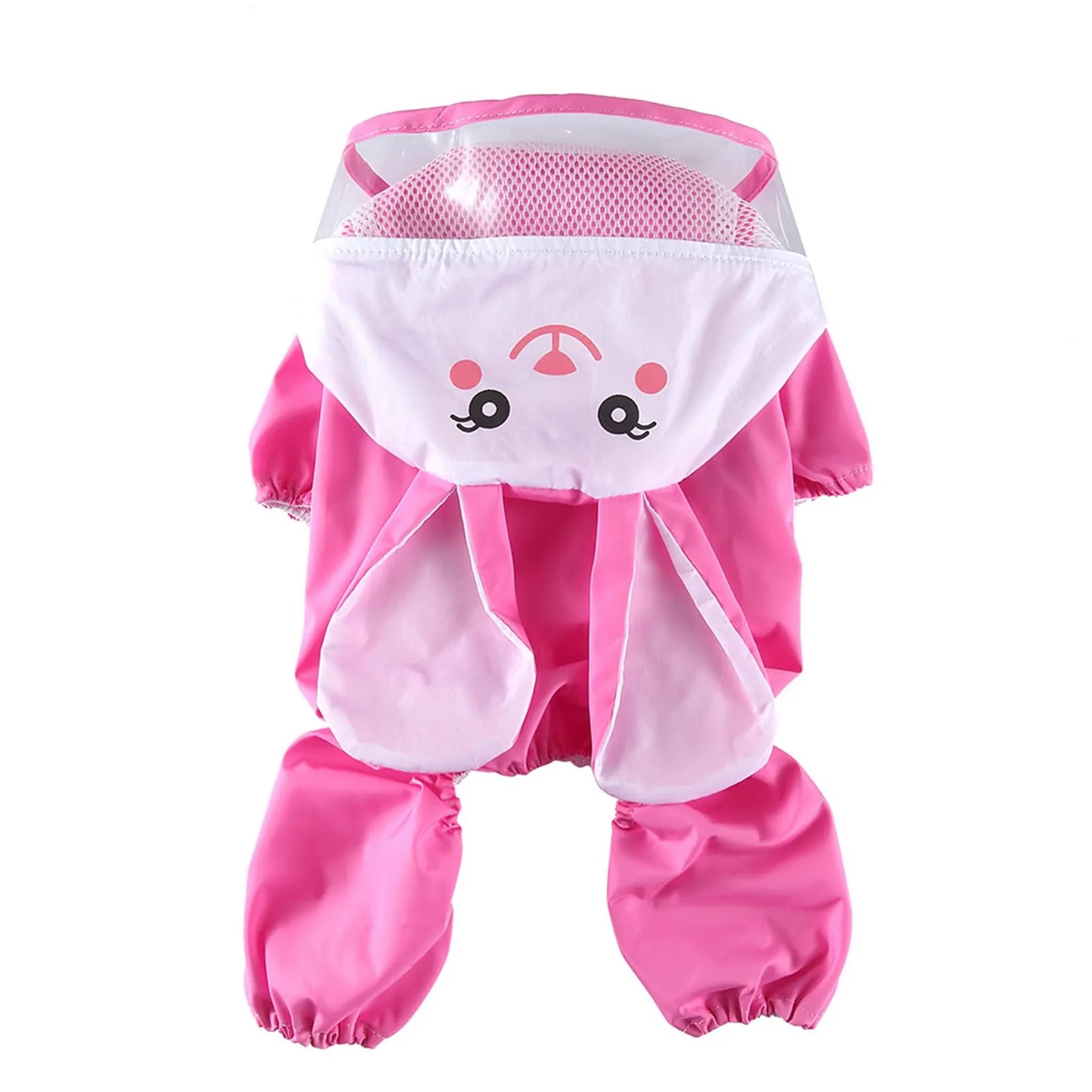 SMALLLEE_LUCKY_STORE - Giacca impermeabile per cani di piccola taglia con guinzaglio con cappuccio e anello a D per cuccioli, giacca da pioggia a 4 gambe, leggera impermeabile, taglia M, Rosa - immagine 8