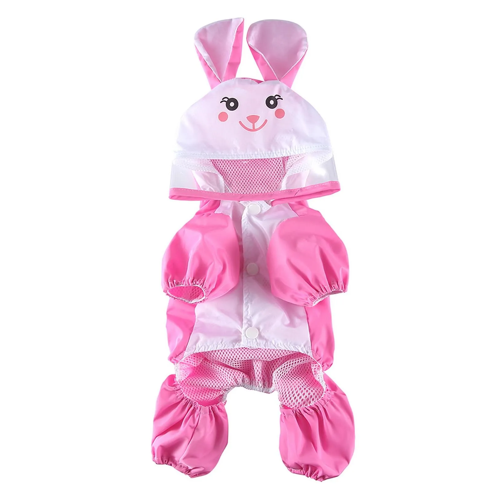 SMALLLEE_LUCKY_STORE - Giacca impermeabile per cani di piccola taglia con guinzaglio con cappuccio e anello a D per cuccioli, giacca da pioggia a 4 gambe, leggera impermeabile, taglia S, Rosa - immagine 7