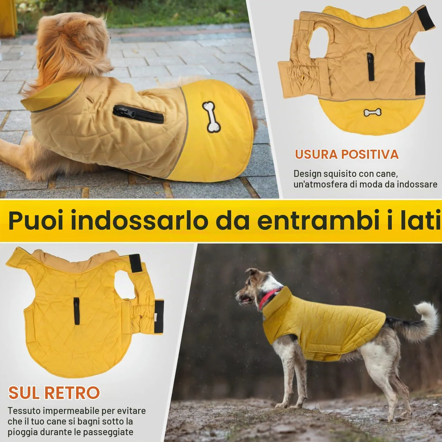 Idepet Cappotto per cani antivento Giacca invernale calda, Tuta da neve anti-neve Abbigliamento per cani per cani di taglia piccola e media con foro per imbracatura Blu Rosa Grigio - immagine 4