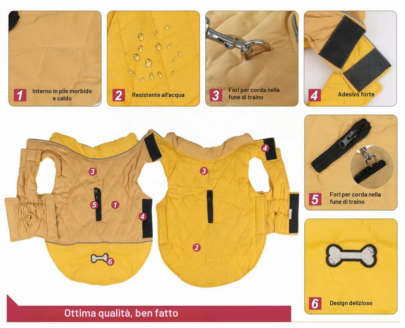 Idepet Cappotto per cani antivento Giacca invernale calda, Tuta da neve anti-neve Abbigliamento per cani per cani di taglia piccola e media con foro per imbracatura Blu Rosa Grigio - immagine 6