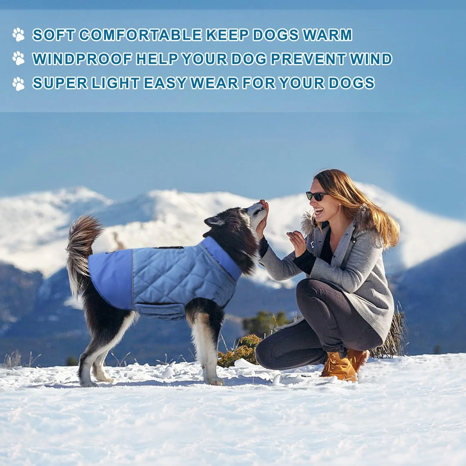 Idepet Cappotto per cani antivento Giacca invernale calda, Tuta da neve anti-neve Abbigliamento per cani per cani di taglia piccola e media con foro per imbracatura Blu Rosa Grigio - immagine 5