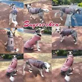 Idepet Cappotto per cani antivento Giacca invernale calda, Tuta da neve anti-neve Abbigliamento per cani per cani di taglia piccola e media con foro per imbracatura Blu Rosa Grigio - immagine 7
