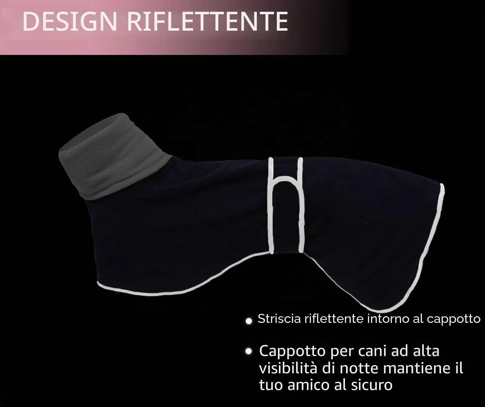 MOREZI Giacca per cani a collo alto, realizzata in lana poliestere e pile, calda e confortevole, adatta a levrieri, segugi e whippet-Blu navy-M - immagine 4