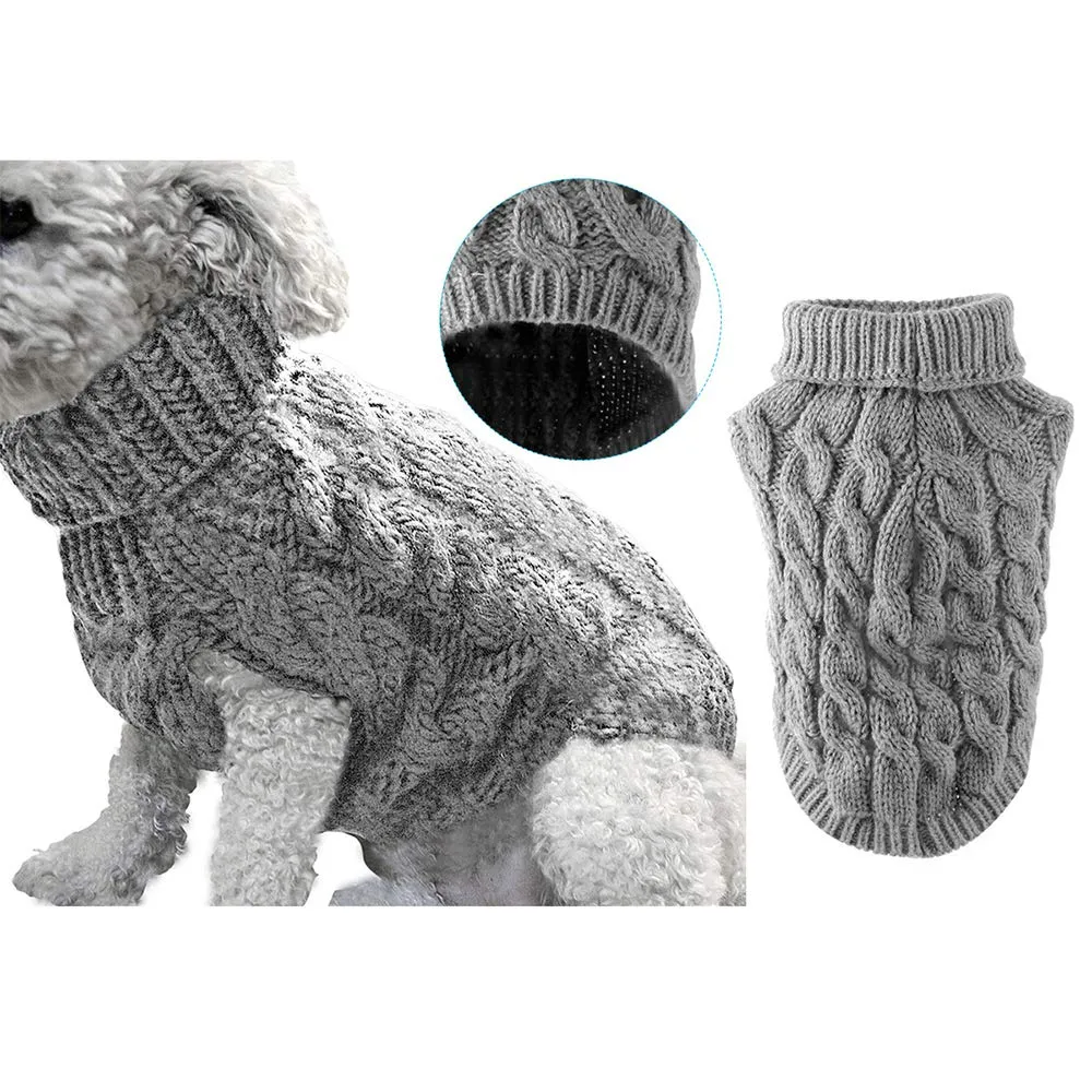 Cane da compagnia dolcevita lavorato a maglia maglione cappotto inverno scaldino ispessimento pullover maglieria cappotto all'uncinetto vestiti per piccolo cane medio grande cucciolo gatto - immagine 1
