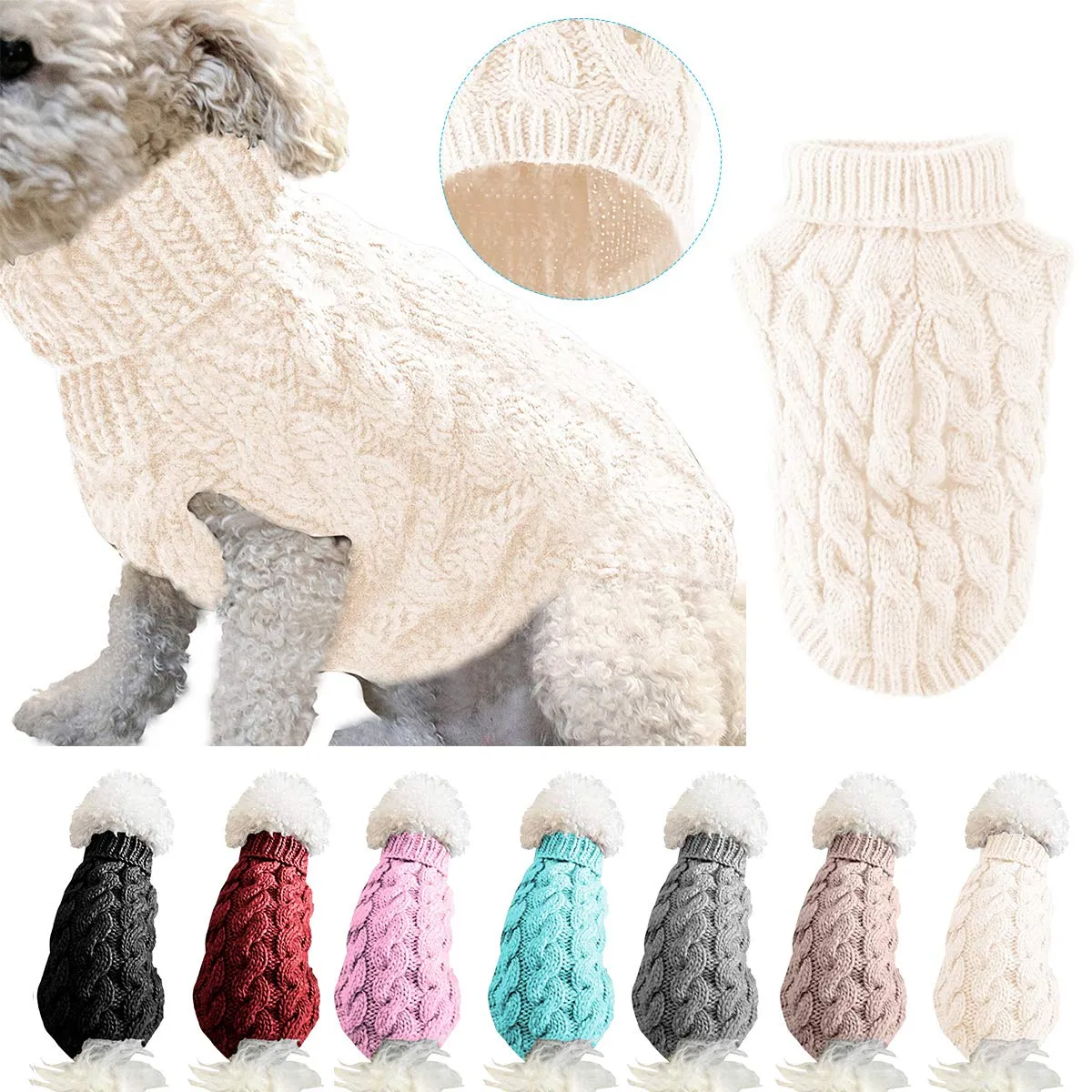 Cane da compagnia dolcevita lavorato a maglia maglione cappotto inverno scaldino ispessimento pullover maglieria cappotto all'uncinetto vestiti per piccolo cane medio grande cucciolo gatto - immagine 1