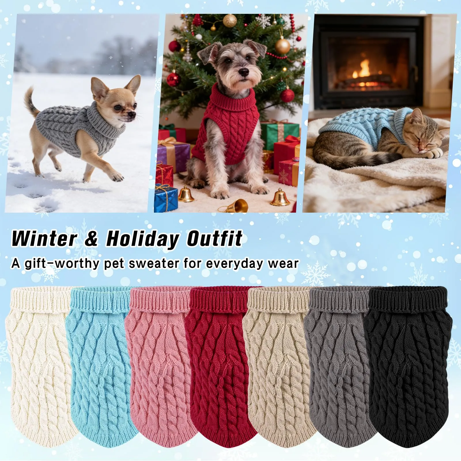 Cane da compagnia dolcevita lavorato a maglia maglione cappotto inverno scaldino ispessimento pullover maglieria cappotto all'uncinetto vestiti per piccolo cane medio grande cucciolo gatto - immagine 5