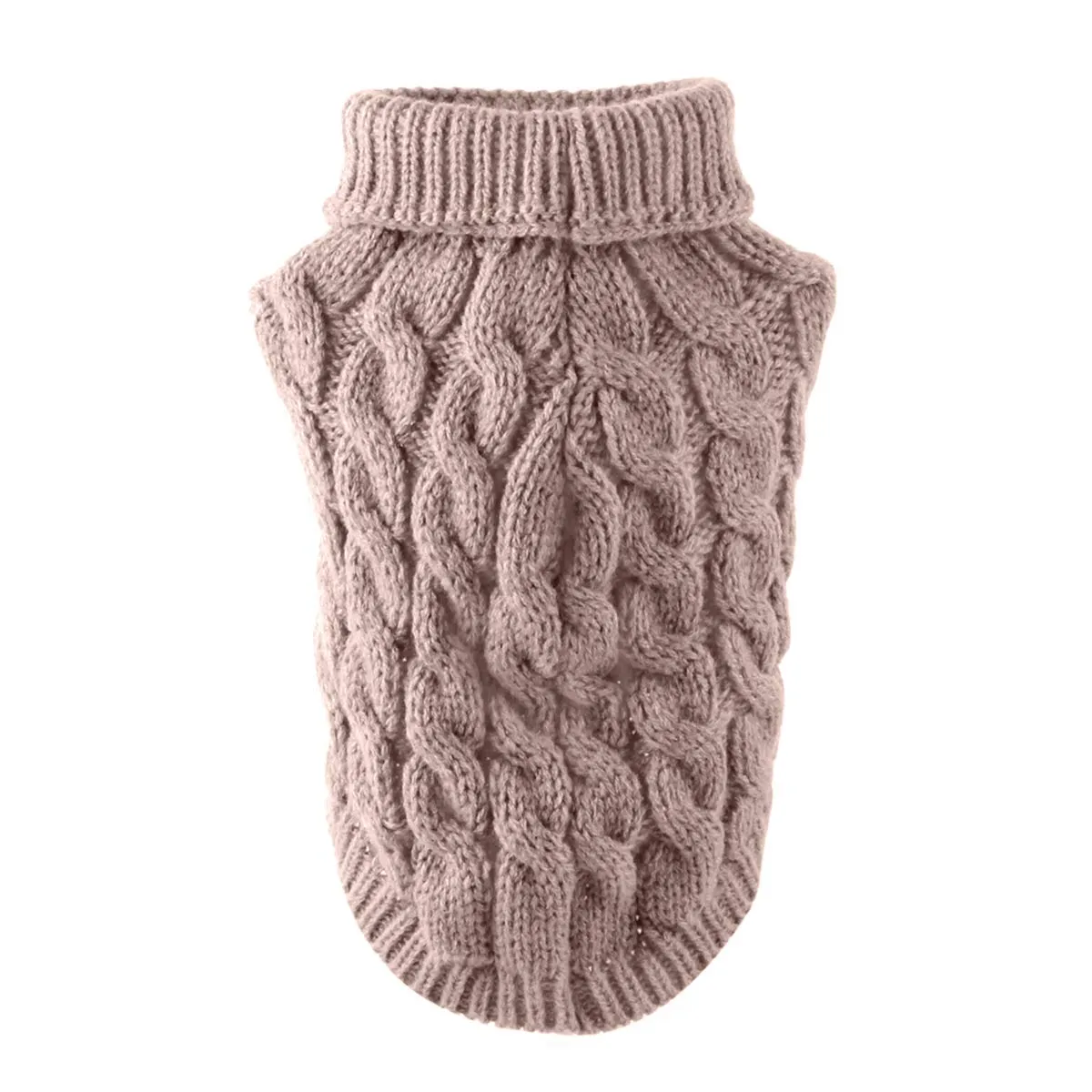 Dolcevita in maglia, maglione per cane da compagnia, cappotto invernale, scaldino per gatto e cane da piccolo a grande (L, kaki) - immagine 2
