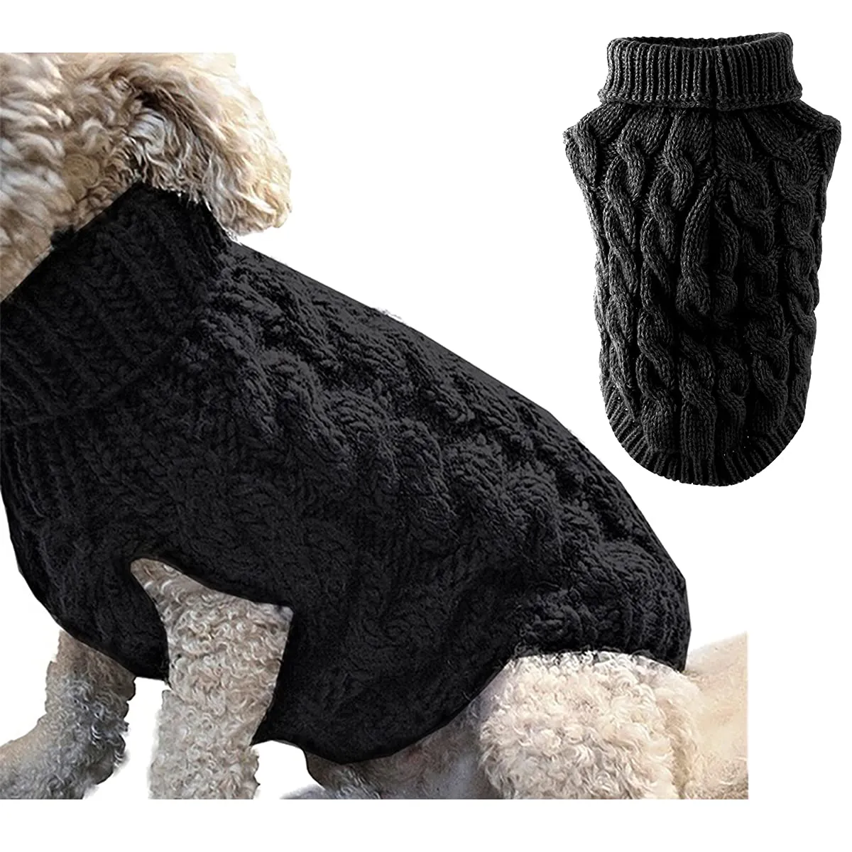 Cane da compagnia dolcevita lavorato a maglia maglione cappotto inverno scaldino ispessimento pullover maglieria cappotto all'uncinetto vestiti per piccolo cane medio grande cucciolo gatto - immagine 1