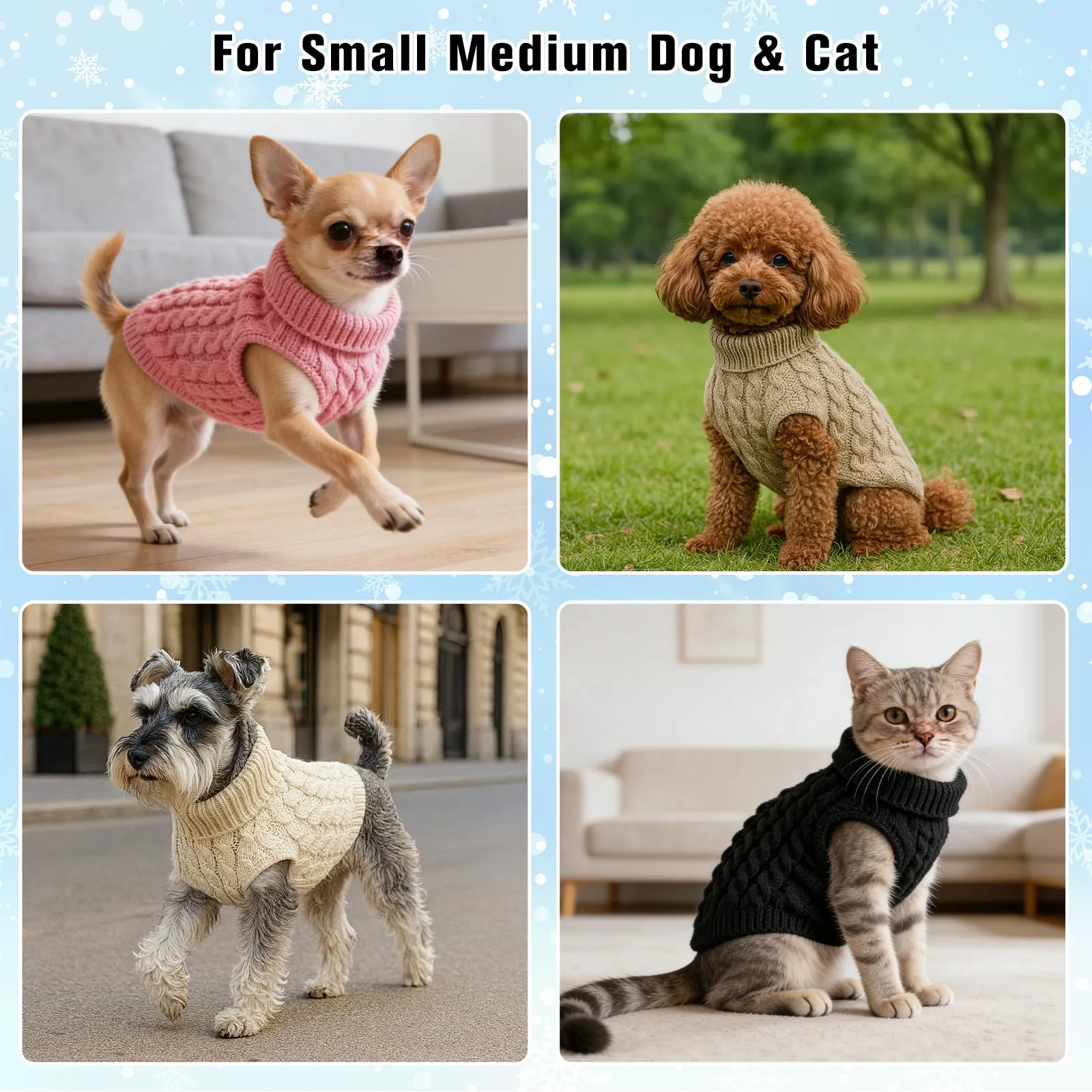 Cane da compagnia dolcevita lavorato a maglia maglione cappotto inverno scaldino ispessimento pullover maglieria cappotto all'uncinetto vestiti per piccolo cane medio grande cucciolo gatto - immagine 5