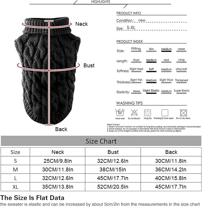 Cane da compagnia dolcevita lavorato a maglia maglione cappotto inverno scaldino ispessimento pullover maglieria cappotto all'uncinetto vestiti per piccolo cane medio grande cucciolo gatto - immagine 2
