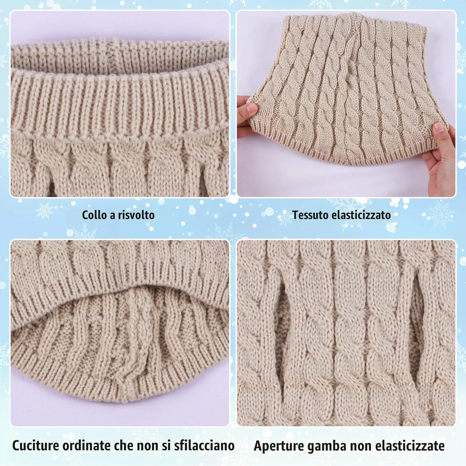 Dolcevita in maglia, maglione per cane da compagnia, cappotto invernale, scaldino per gatto e cane da piccolo a grande (M, kaki) - immagine 5