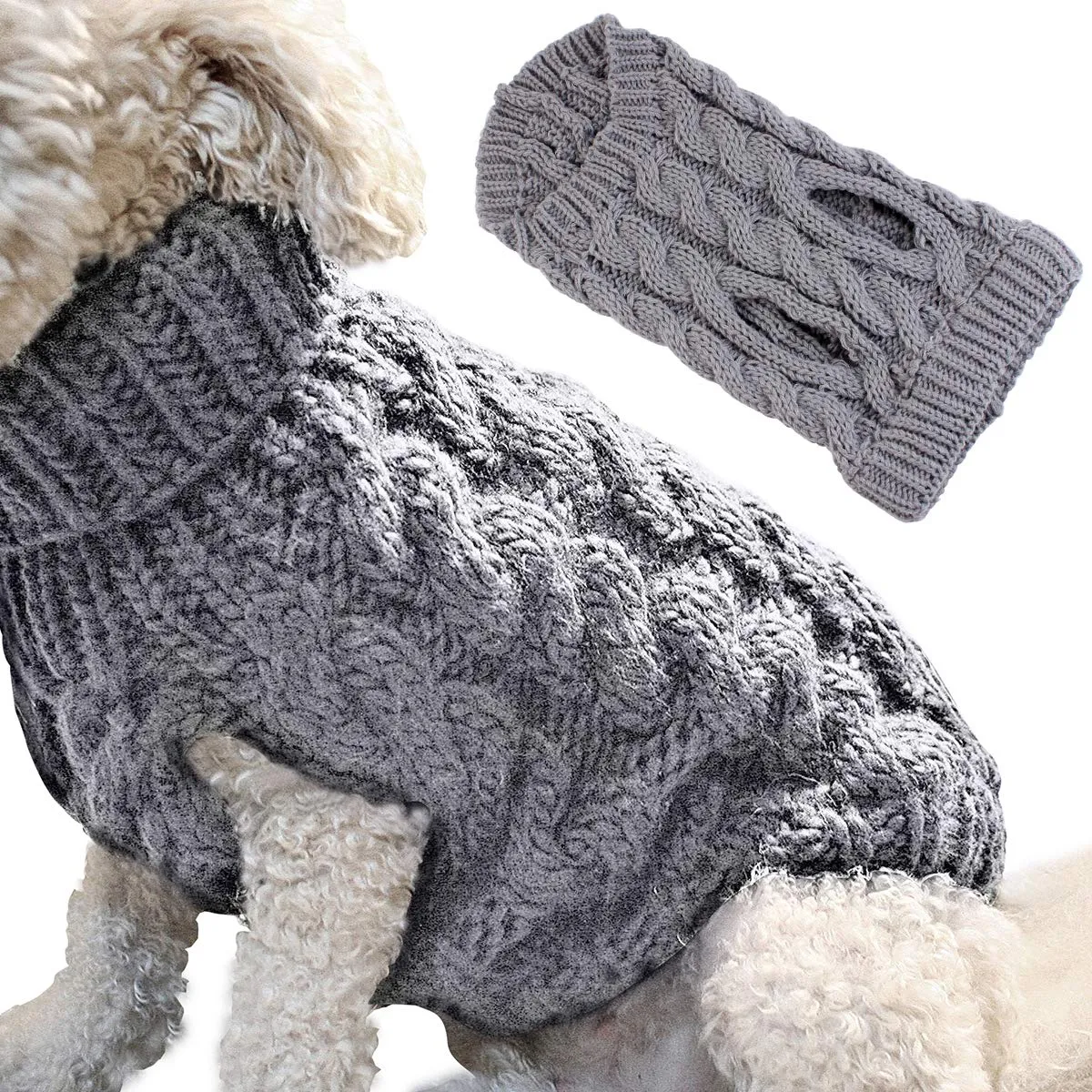 Cane da compagnia dolcevita lavorato a maglia maglione cappotto inverno scaldino ispessimento pullover maglieria cappotto all'uncinetto vestiti per piccolo cane medio grande cucciolo gatto - immagine 2