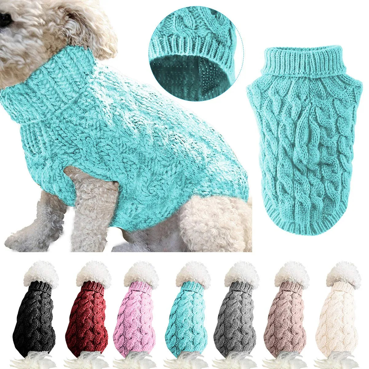 Cane da compagnia dolcevita lavorato a maglia maglione cappotto inverno scaldino ispessimento pullover maglieria cappotto all'uncinetto vestiti per piccolo cane medio grande cucciolo gatto - immagine 1