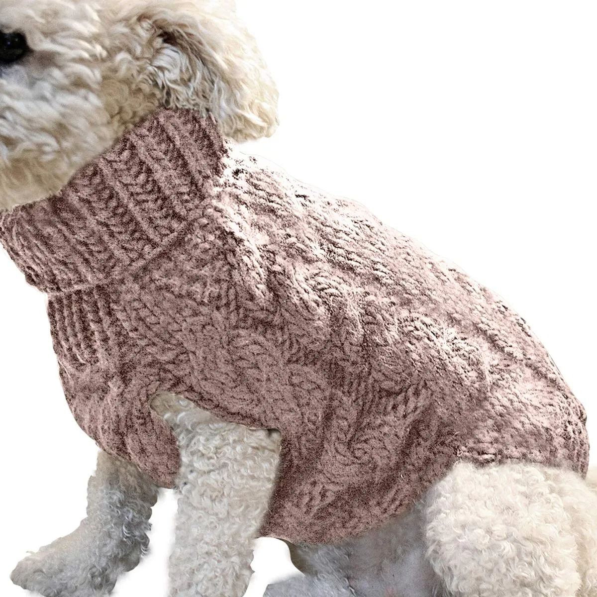 Cane da compagnia dolcevita lavorato a maglia maglione cappotto inverno scaldino ispessimento pullover maglieria cappotto all'uncinetto vestiti per piccolo cane medio grande cucciolo gatto - immagine 6