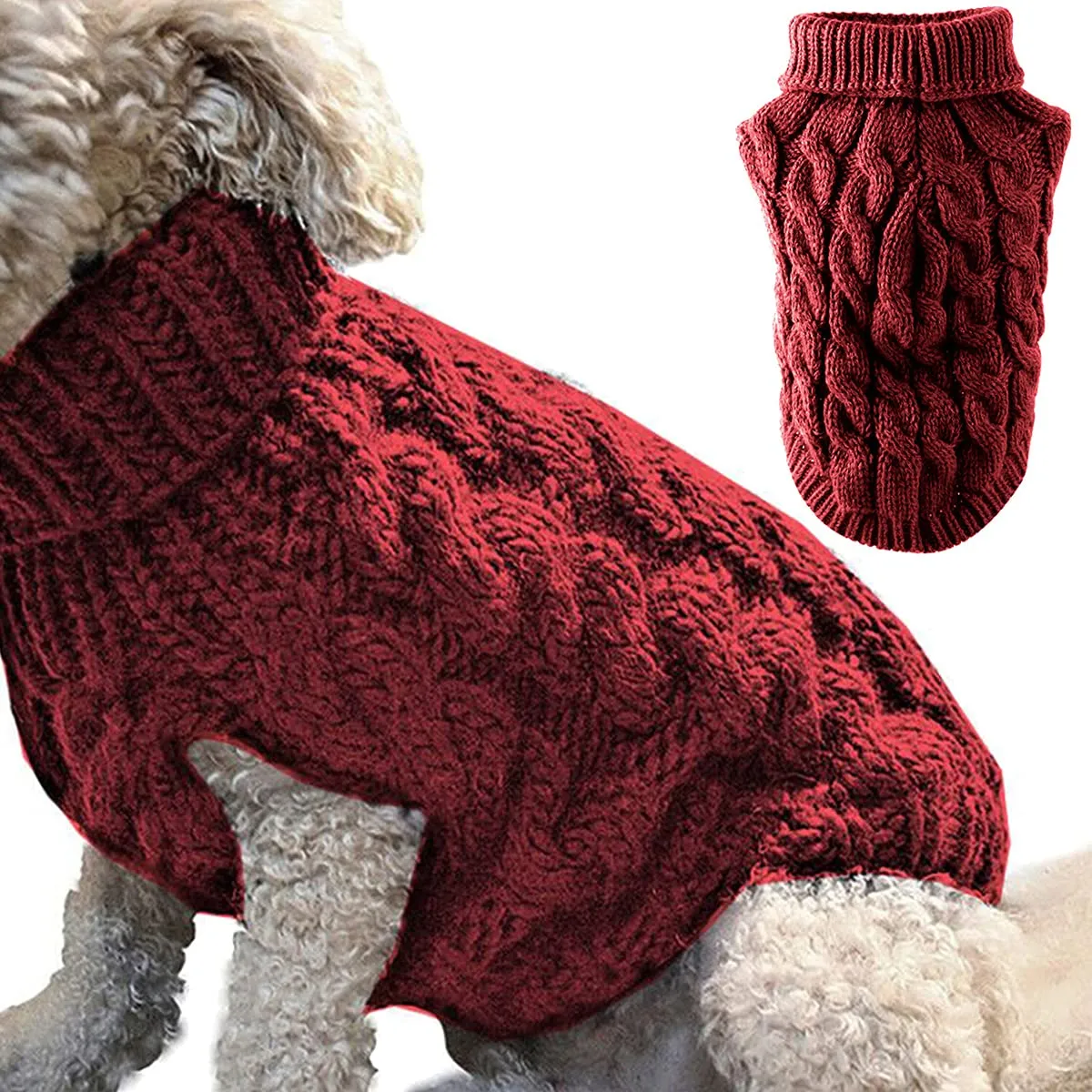 Cane da compagnia dolcevita lavorato a maglia maglione cappotto inverno scaldino ispessimento pullover maglieria cappotto all'uncinetto vestiti per piccolo cane medio grande cucciolo gatto - immagine 1