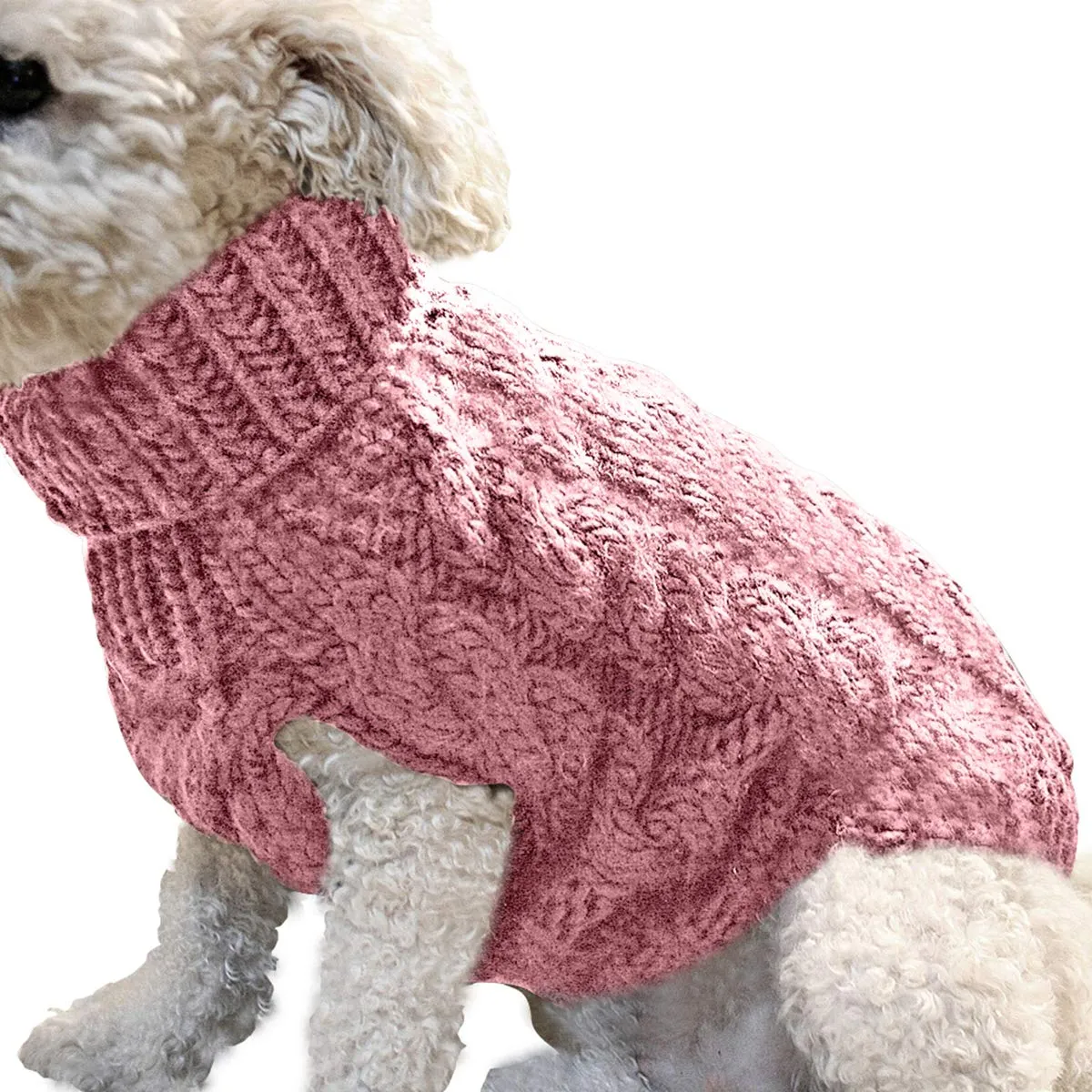 Cane da compagnia dolcevita lavorato a maglia maglione cappotto inverno scaldino ispessimento pullover maglieria cappotto all'uncinetto vestiti per piccolo cane medio grande cucciolo gatto - immagine 2