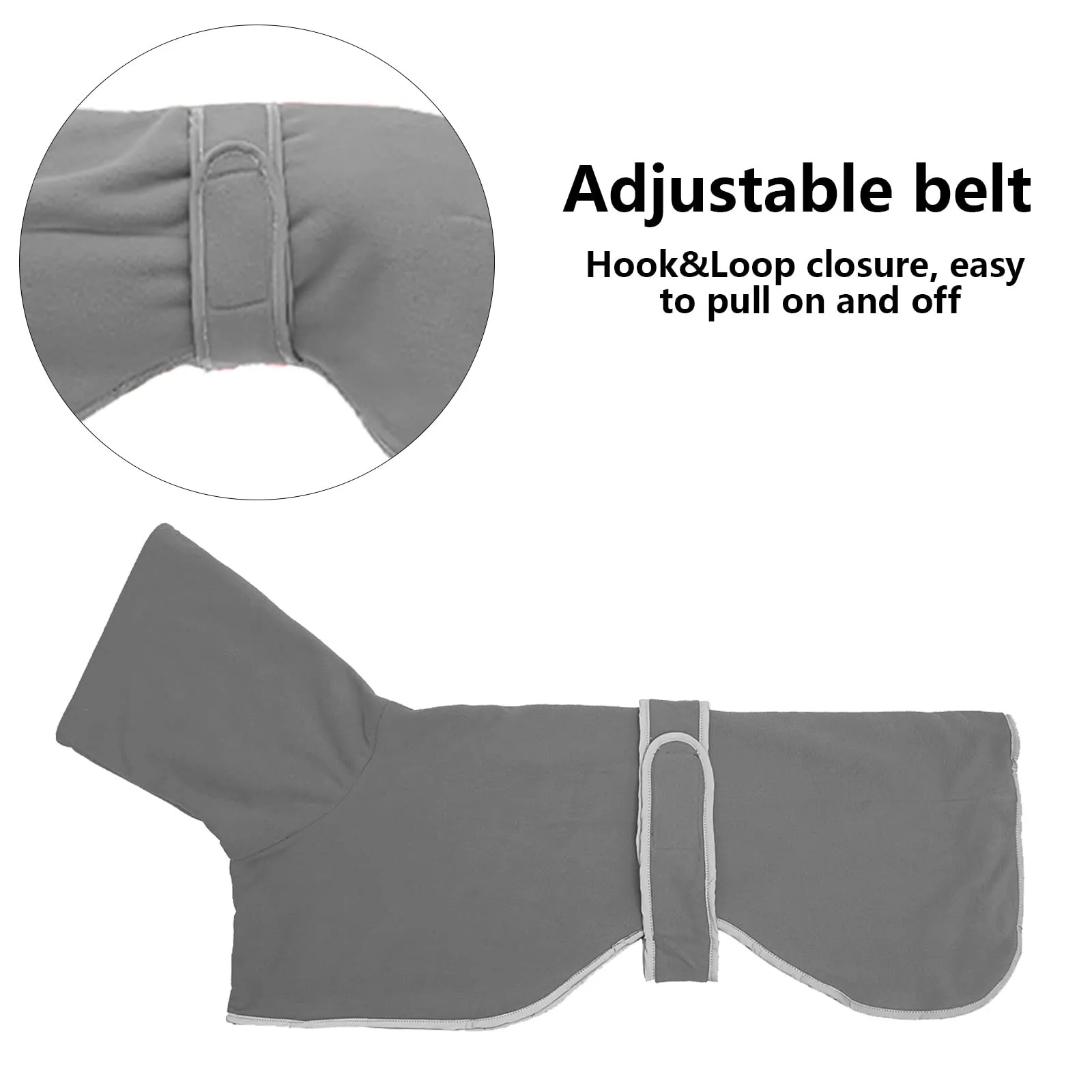MOREZI Giacca per cani a collo alto, realizzata in lana poliestere e pile, calda e confortevole, adatta a levrieri, segugi e whippet-Grigio-XL - immagine 7