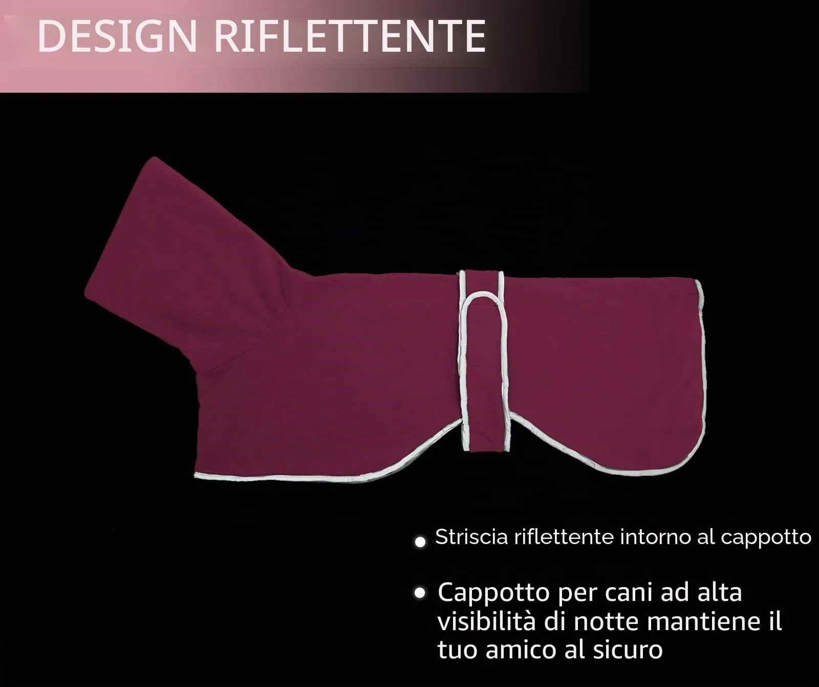 MOREZI Giacca per cani a collo alto, realizzata in lana poliestere e pile, calda e confortevole, adatta a levrieri, segugi e whippet-Rosa-M - immagine 4