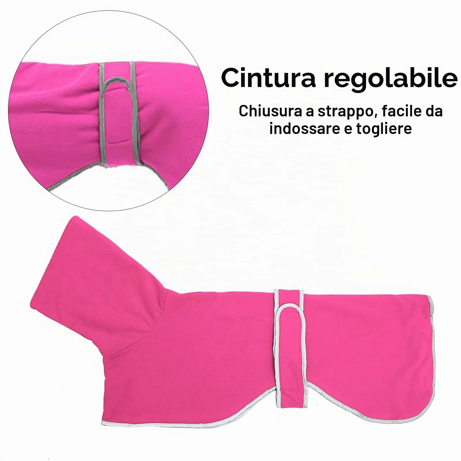 MOREZI Giacca per cani a collo alto, realizzata in lana poliestere e pile, calda e confortevole, adatta a levrieri, segugi e whippet-Rosa-M - immagine 7