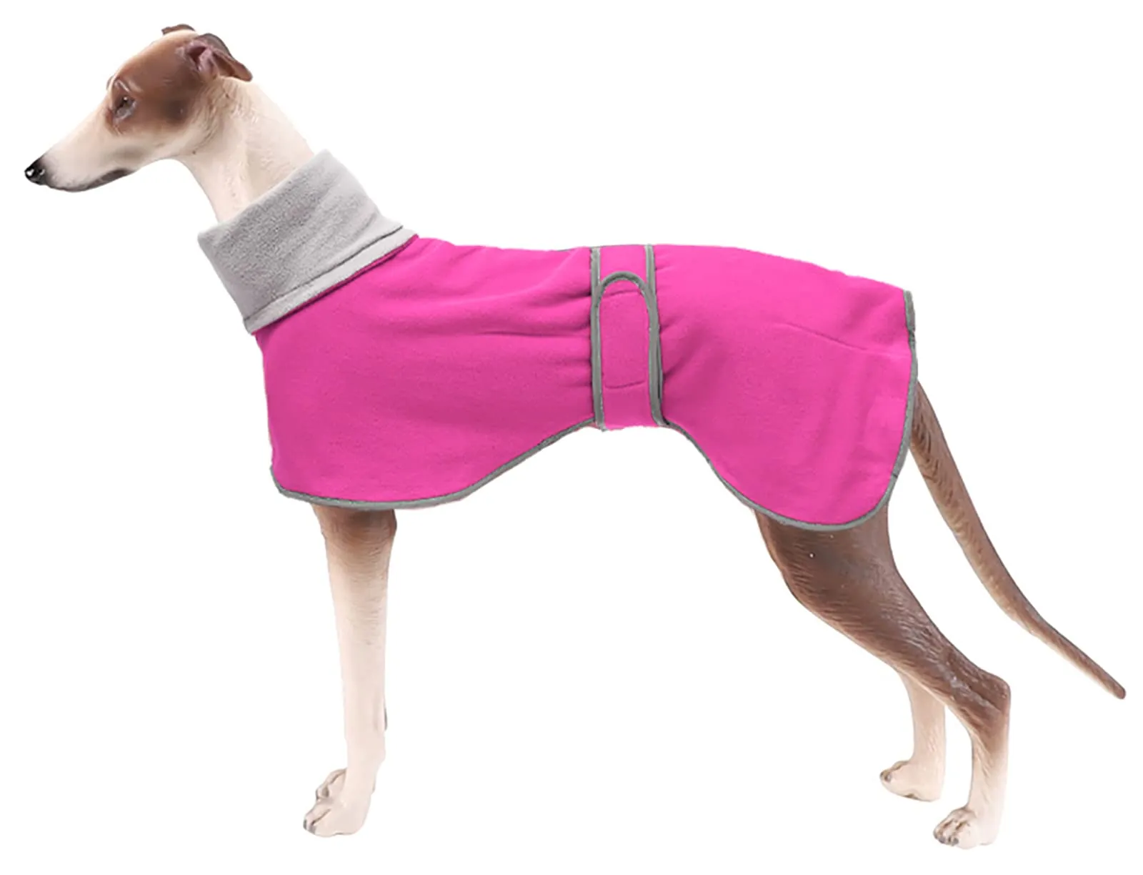 MOREZI Giacca per cani a collo alto, realizzata in lana poliestere e pile, calda e confortevole, adatta a levrieri, segugi e whippet-Rosa-S - immagine 1
