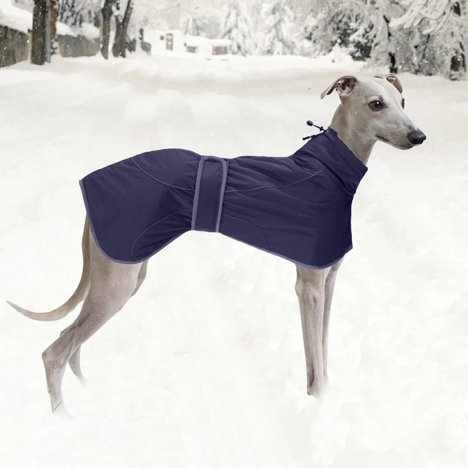 Geyecete cappotto whippet cappotto levriero cappotto invernale per cani con fodera in caldo pile, abbigliamento per cani all'aperto con fasce regolabili vestiti per cani di taglia media e grande - blu - immagine 5
