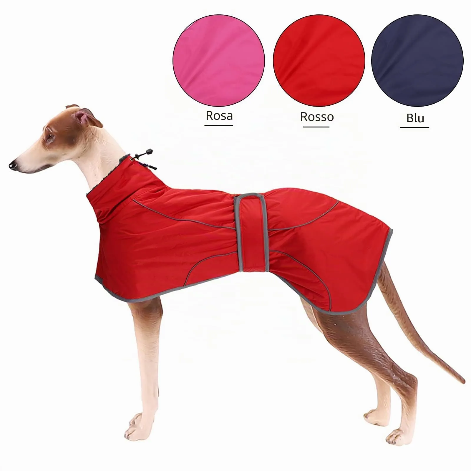 Geyecete Cappotto Invernale Impermeabile per Levrieri, Whippet e Sighthound - Pile Caldo Con Fasce Regolabili - Pullover Lurcher per Cane Media Grande - Rosso - XXXL - immagine 8