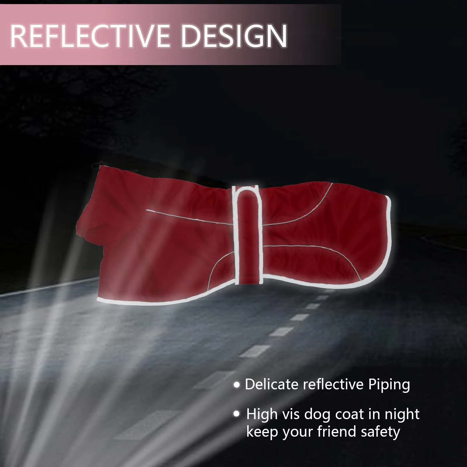 Geyecete Cappotto Invernale Impermeabile per Levrieri, Whippet e Sighthound - Pile Caldo Con Fasce Regolabili - Pullover per Cane Media Grande - Rosso - M - immagine 4