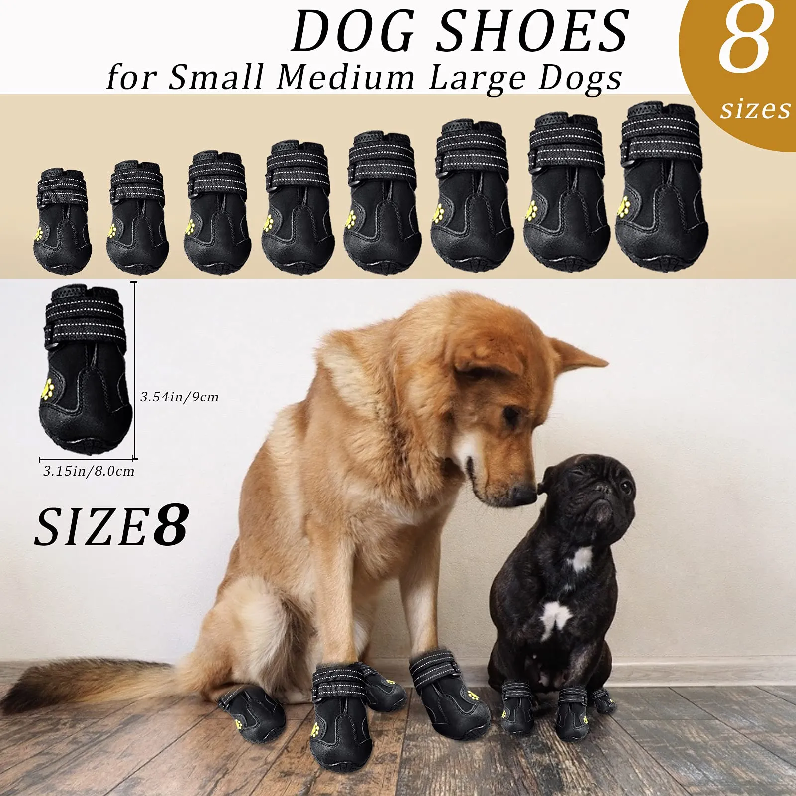 Havenfly 4 Pezzi Stivali per Cani,Scarpe Antiscivolo per Cani,Resistente Impermeabili con Cinghie Regolabili Riflettenti per Cani Media e Grande - immagine 2