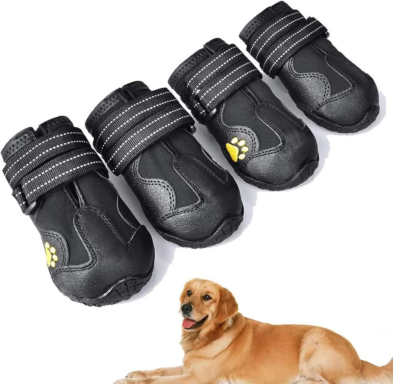 Havenfly 4 Pezzi Stivali per Cani,Scarpe Antiscivolo per Cani,Resistente Impermeabili con Cinghie Regolabili Riflettenti per Cani Media e Grande - immagine 1