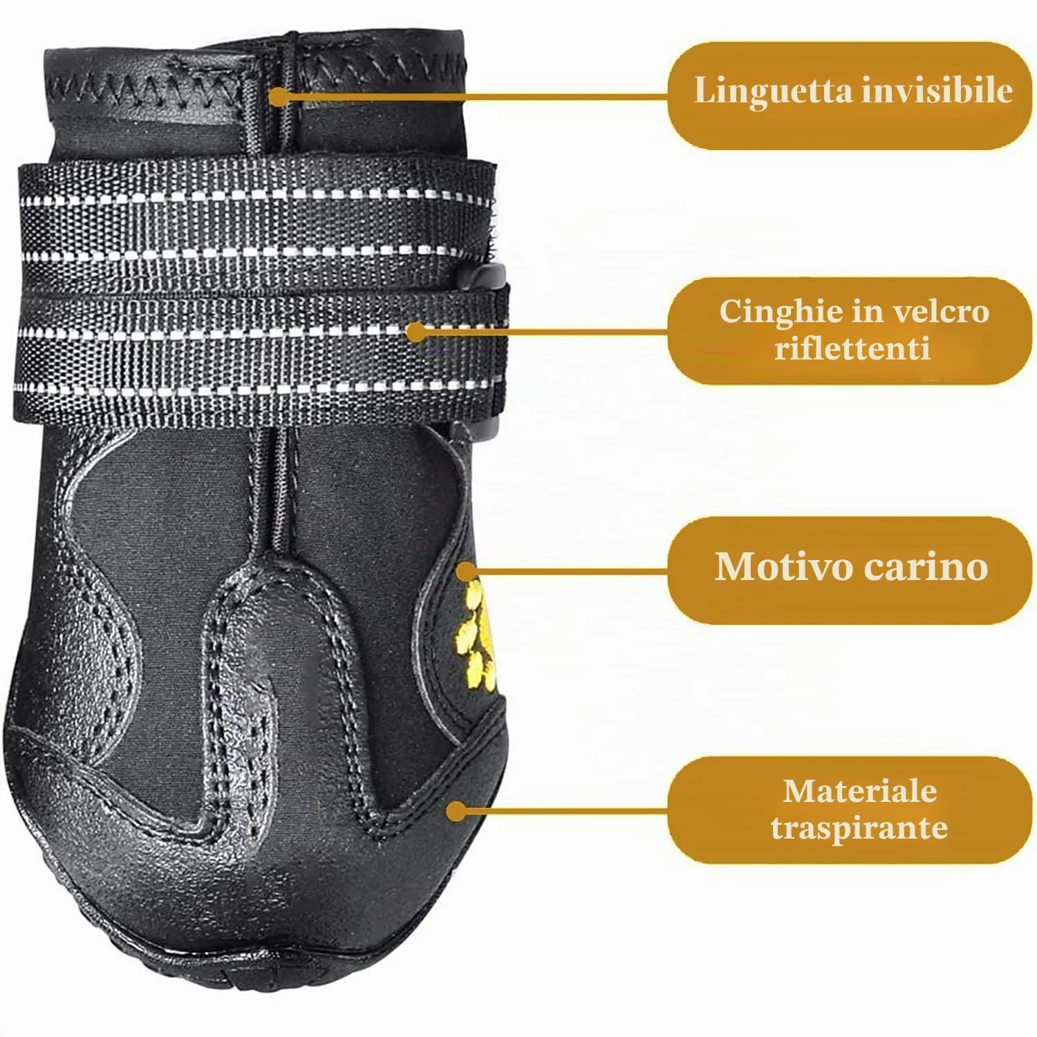 Havenfly 4 Pezzi Stivali per Cani,Scarpe Antiscivolo per Cani,Resistente Impermeabili con Cinghie Regolabili Riflettenti per Cani Media e Grande - immagine 5
