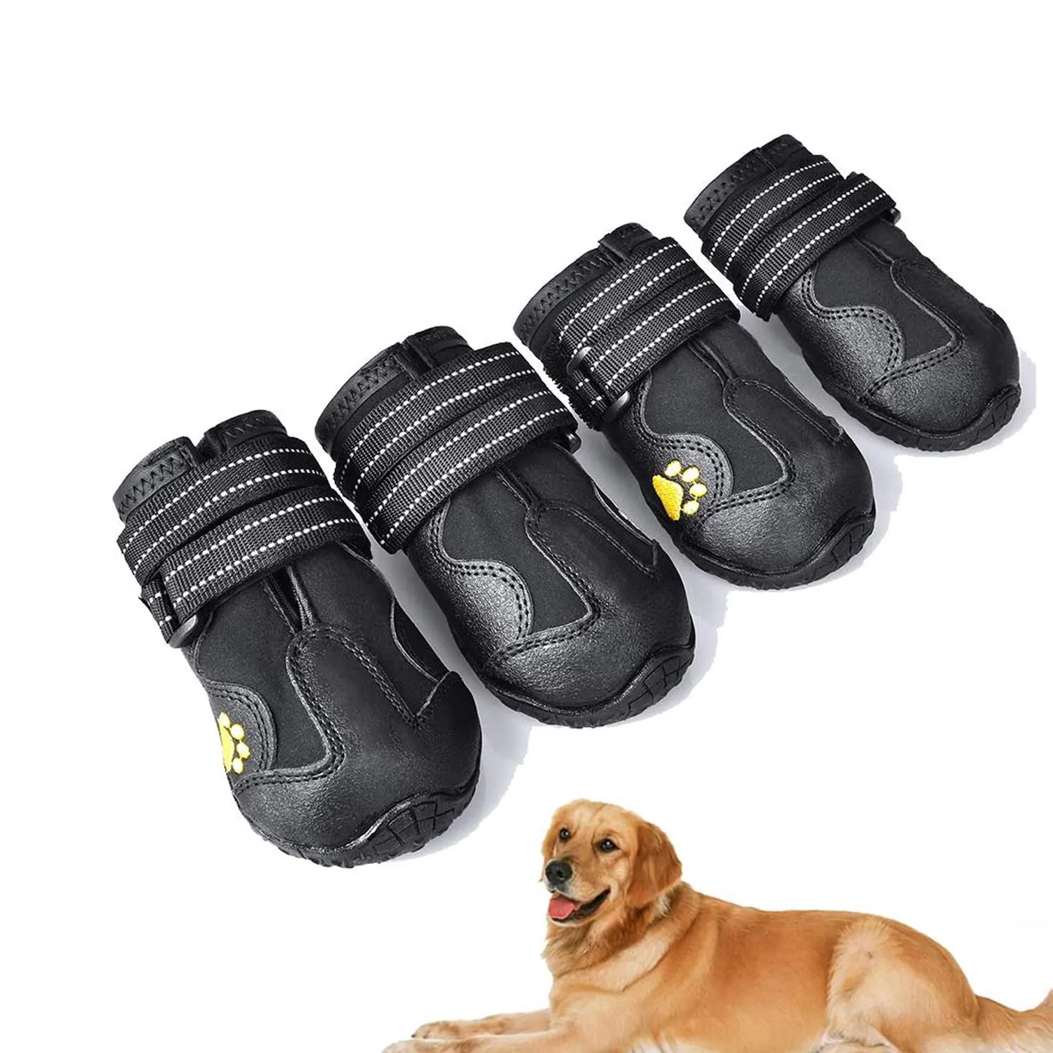 Havenfly 4 Pezzi Stivali per Cani,Scarpe Antiscivolo per Cani,Resistente Impermeabili con Cinghie Regolabili Riflettenti per Cani Media e Grande - immagine 1