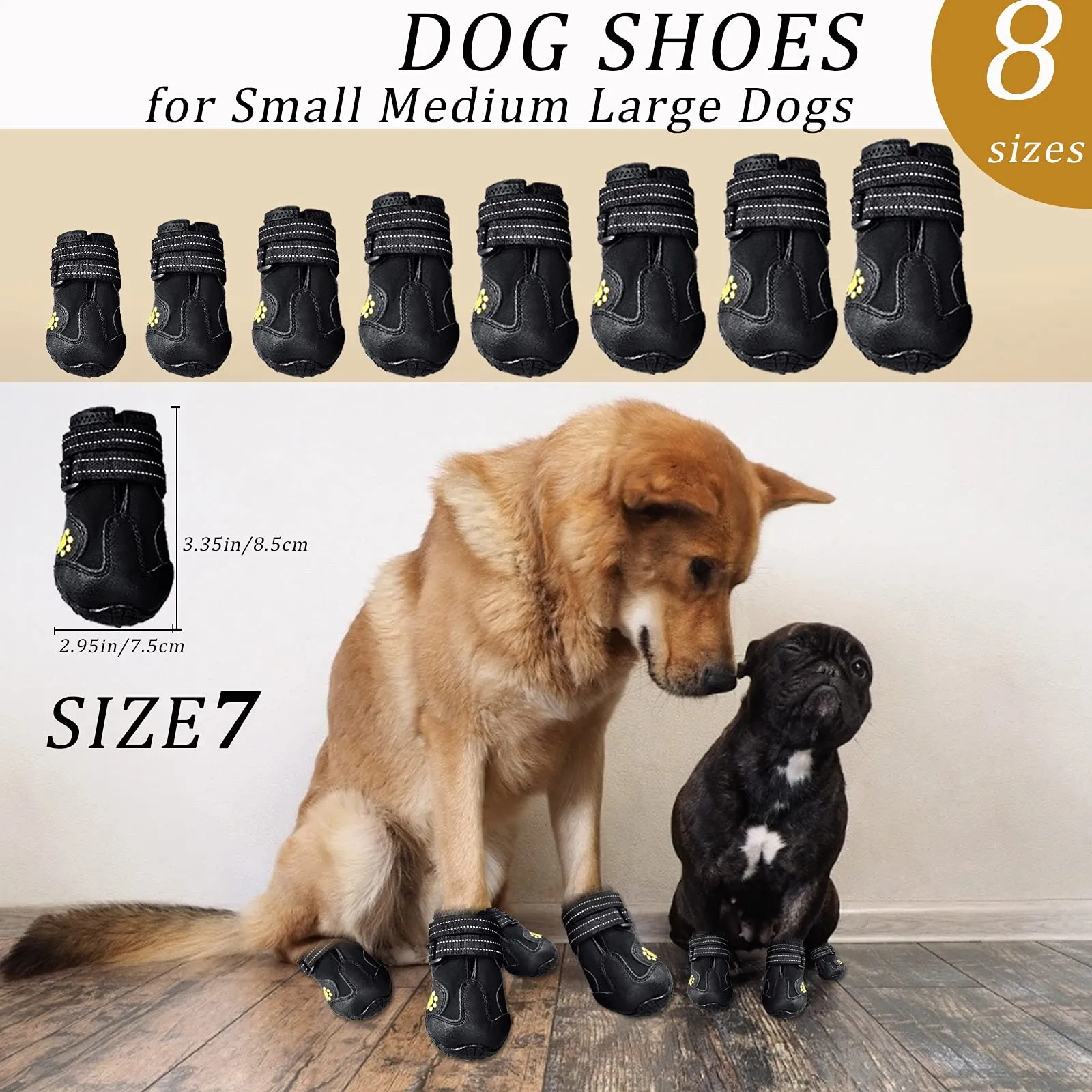 Havenfly 4 Pezzi Stivali per Cani,Scarpe Antiscivolo per Cani,Resistente Impermeabili con Cinghie Regolabili Riflettenti per Cani Media e Grande - immagine 2