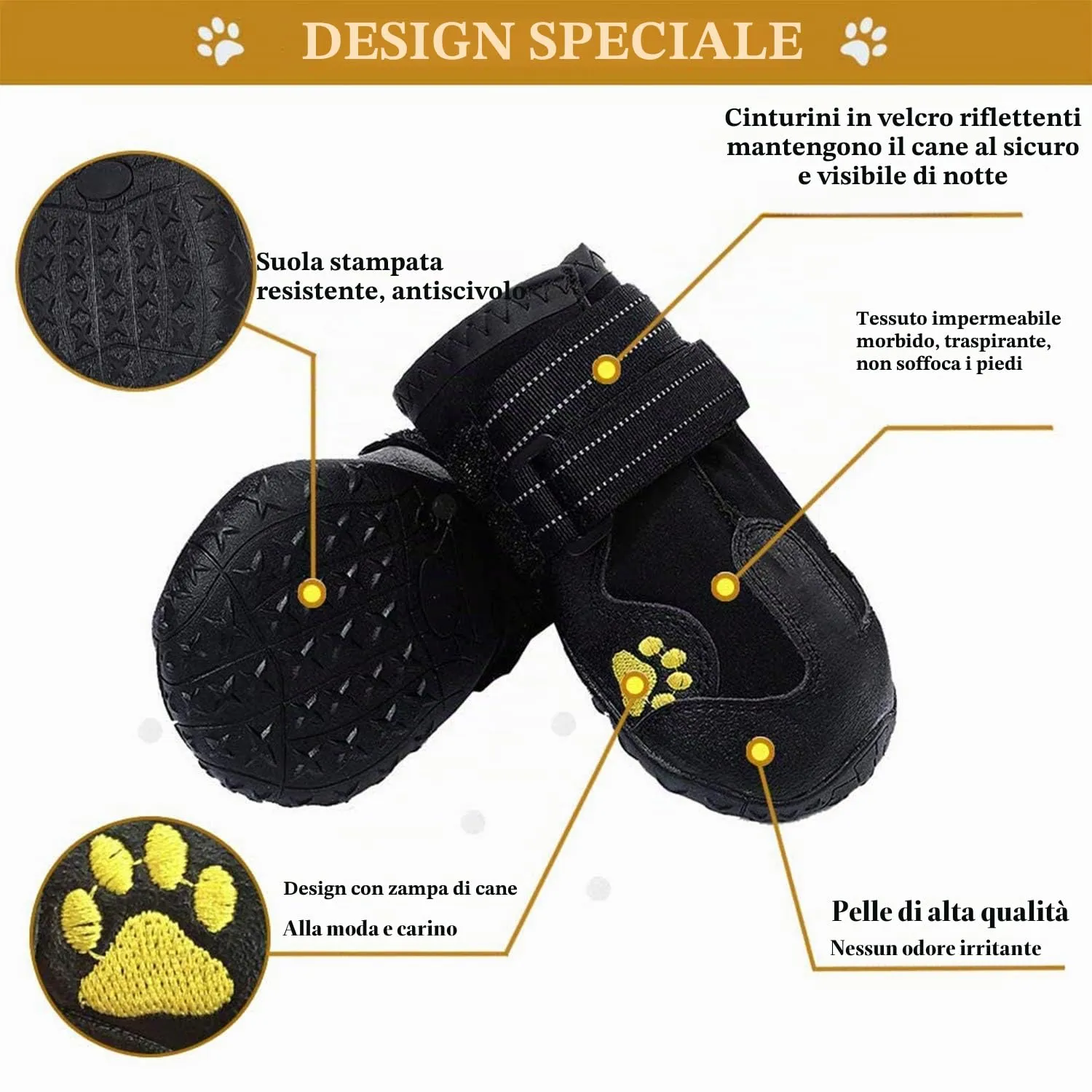 Havenfly 4 Pezzi Stivali per Cani,Scarpe Antiscivolo per Cani,Resistente Impermeabili con Cinghie Regolabili Riflettenti per Cani Media e Grande - immagine 3