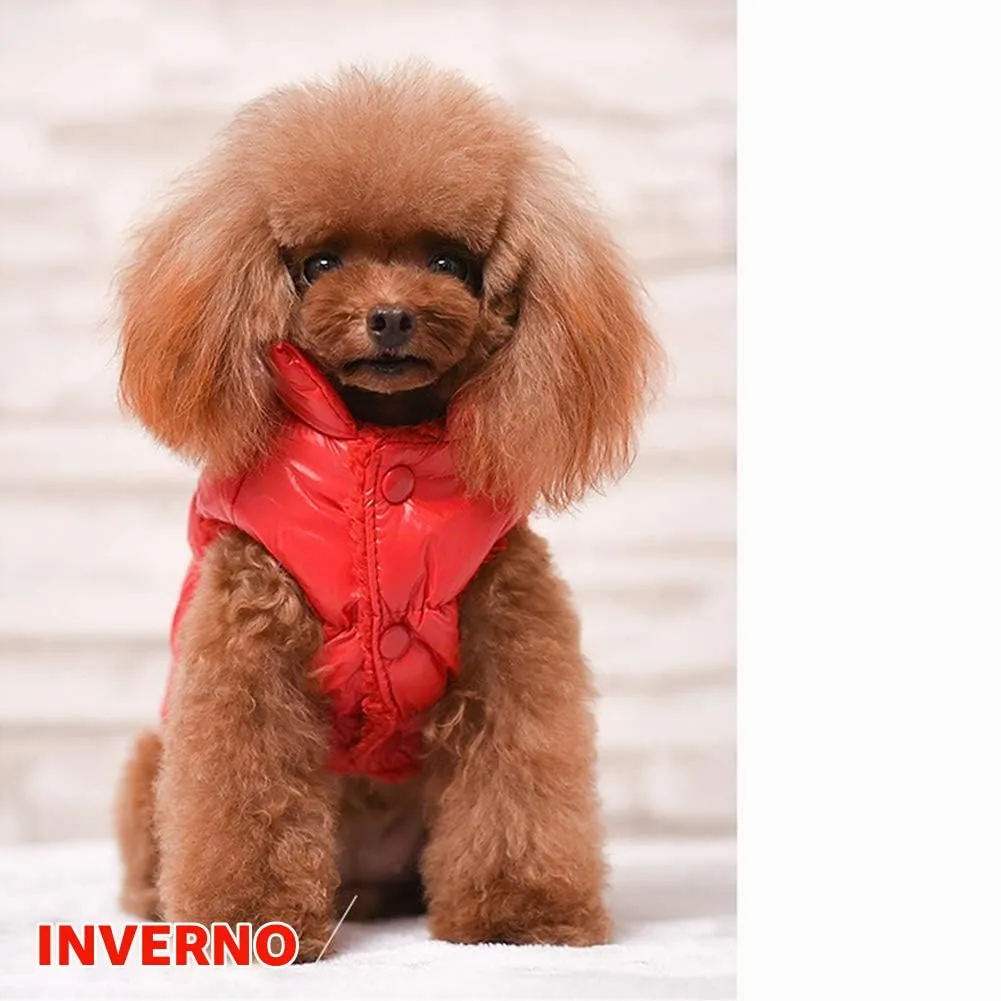 Cappotto per Cani,Piumino per Cani e Gatto di Piccola Taglia,Cani Gilet in Pile Polare,Giù Giacca per Animali Domestici,Giacche Invernali Calde Impermeabili per Teddy/Chihuahua/Pomerania Rosso B S - immagine 3