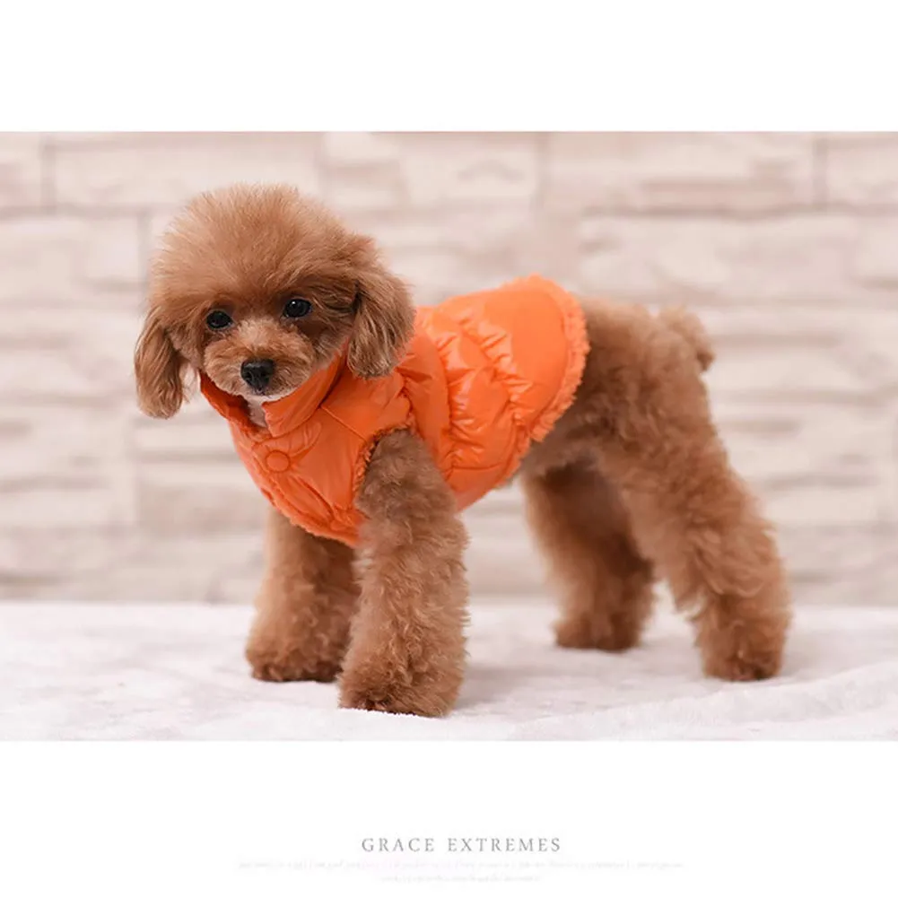 Cappotto per Cani,Piumino per Cani e Gatto di Piccola Taglia,Cani Gilet in Pile Polare,Giù Giacca per Animali Domestici,Giacche Invernali Calde Impermeabili per Teddy/Chihuahua/Pomerania Arancia B XXL - immagine 1