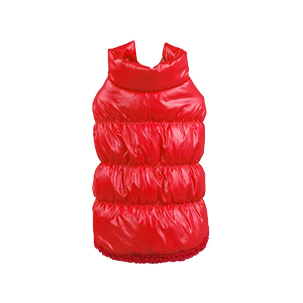 Cappotto per Cani,Piumino per Cani e Gatto di Piccola Taglia,Cani Gilet in Pile Polare,Giù Giacca per Animali Domestici,Giacche Invernali Calde Impermeabili per Teddy/Chihuahua/Pomerania Rosso B L - immagine 2