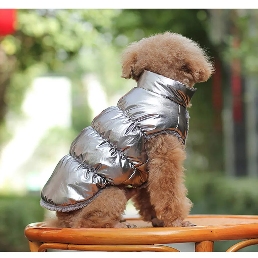 Cappotto per Cani,Piumino per Cani e Gatto di Piccola Taglia,Cani Gilet in Pile Polare,Giù Giacca per Animali Domestici,Giacche Invernali Calde Impermeabili per Teddy/Chihuahua/Pomerania ArgentoB XL - immagine 2