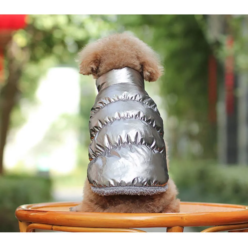 Cappotto per Cani,Piumino per Cani e Gatto di Piccola Taglia,Cani Gilet in Pile Polare,Giù Giacca per Animali Domestici,Giacche Invernali Calde Impermeabili per Teddy/Chihuahua/Pomerania ArgentoB XL - immagine 3