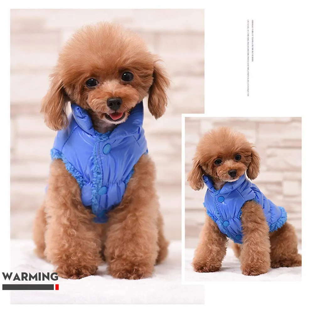 Cappotto per Cani,Piumino per Cani e Gatto di Piccola Taglia,Cani Gilet in Pile Polare,Giù Giacca per Animali Domestici,Giacche Invernali Calde Impermeabili per Teddy/Chihuahua/Pomerania Blu B XXL - immagine 3