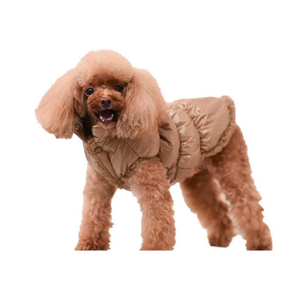 Cappotto per Cani,Piumino per Cani e Gatto di Piccola Taglia,Cani Gilet in Pile Polare,Giù Giacca per Animali Domestici,Giacche Invernali Calde Impermeabili per Teddy/Chihuahua/Pomerania Caffè B M - immagine 1