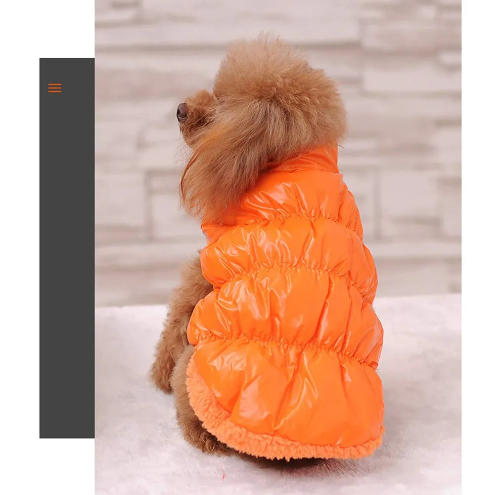 Cappotto per Cani,Piumino per Cani e Gatto di Piccola Taglia,Cani Gilet in Pile Polare,Giù Giacca per Animali Domestici,Giacche Invernali Calde Impermeabili per Teddy/Chihuahua/Pomerania Arancia B S - immagine 3