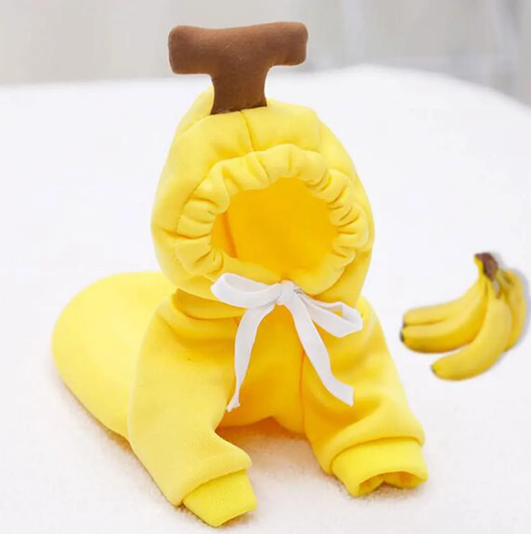 XIAOYU felpa con cappuccio per cuccioli di cane felpe con cappuccio per gatti vestiti per animali domestici felpa con frutta alla moda per cane gatto animali domestici di piccola taglia, banana, M - immagine 5