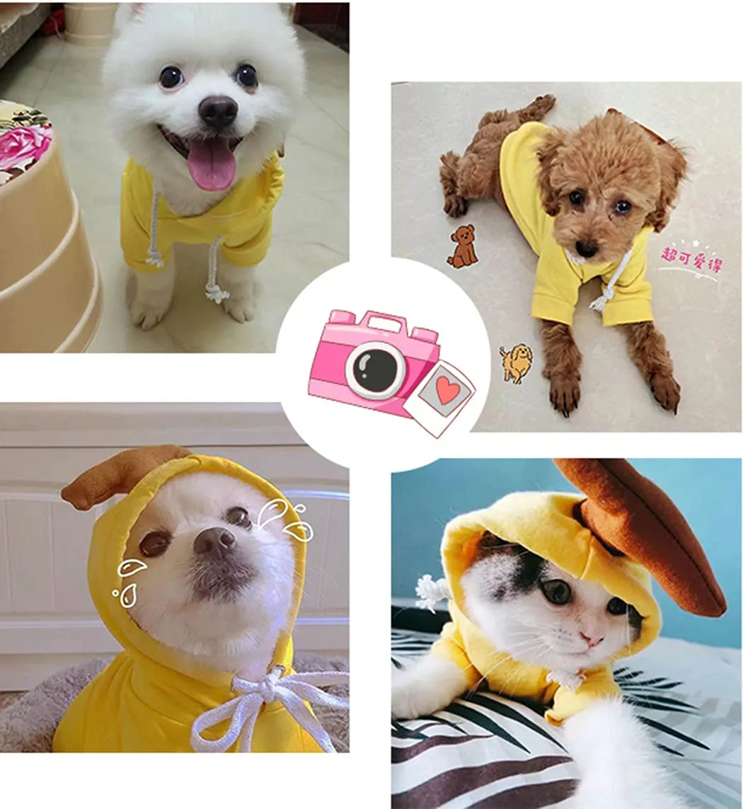 XIAOYU felpa con cappuccio per cuccioli di cane felpe con cappuccio per gatti vestiti per animali domestici felpa con frutta alla moda per cane gatto animali domestici di piccola taglia, banana, L - immagine 6
